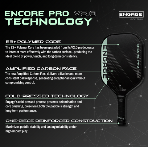 Encore Pro5 Engage Encore Pro V3.0 | True Carbon Skin | Pickleball Clearance