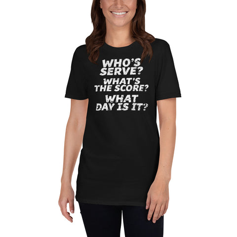 WHO'S SERVE? PICKLEBALL T-SHIRT - Pickleball Clearance